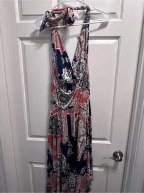 soma halter maxi dresses | | Soma Backless Tie Padded Top Dress In Blue And Green bridget_project